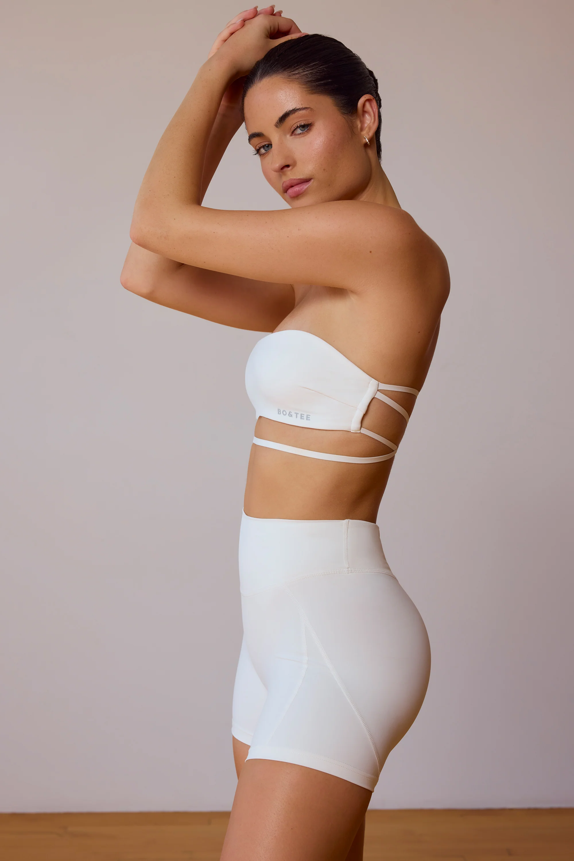 Cross-Back Bandeau Bra in Soft White - Image 2