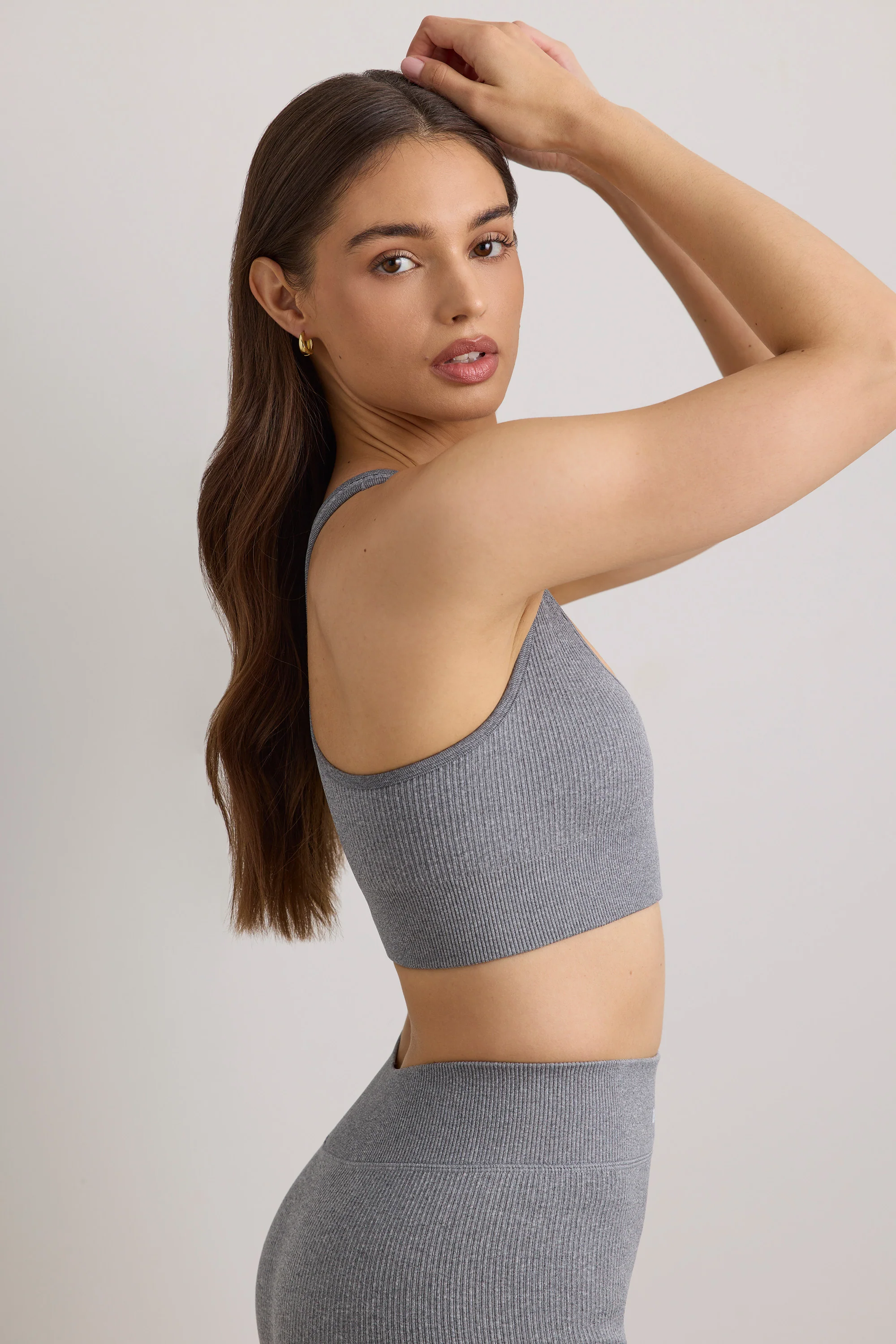 FlexiRib Wide Strap Sports Bra in Grey Melange - Image 2