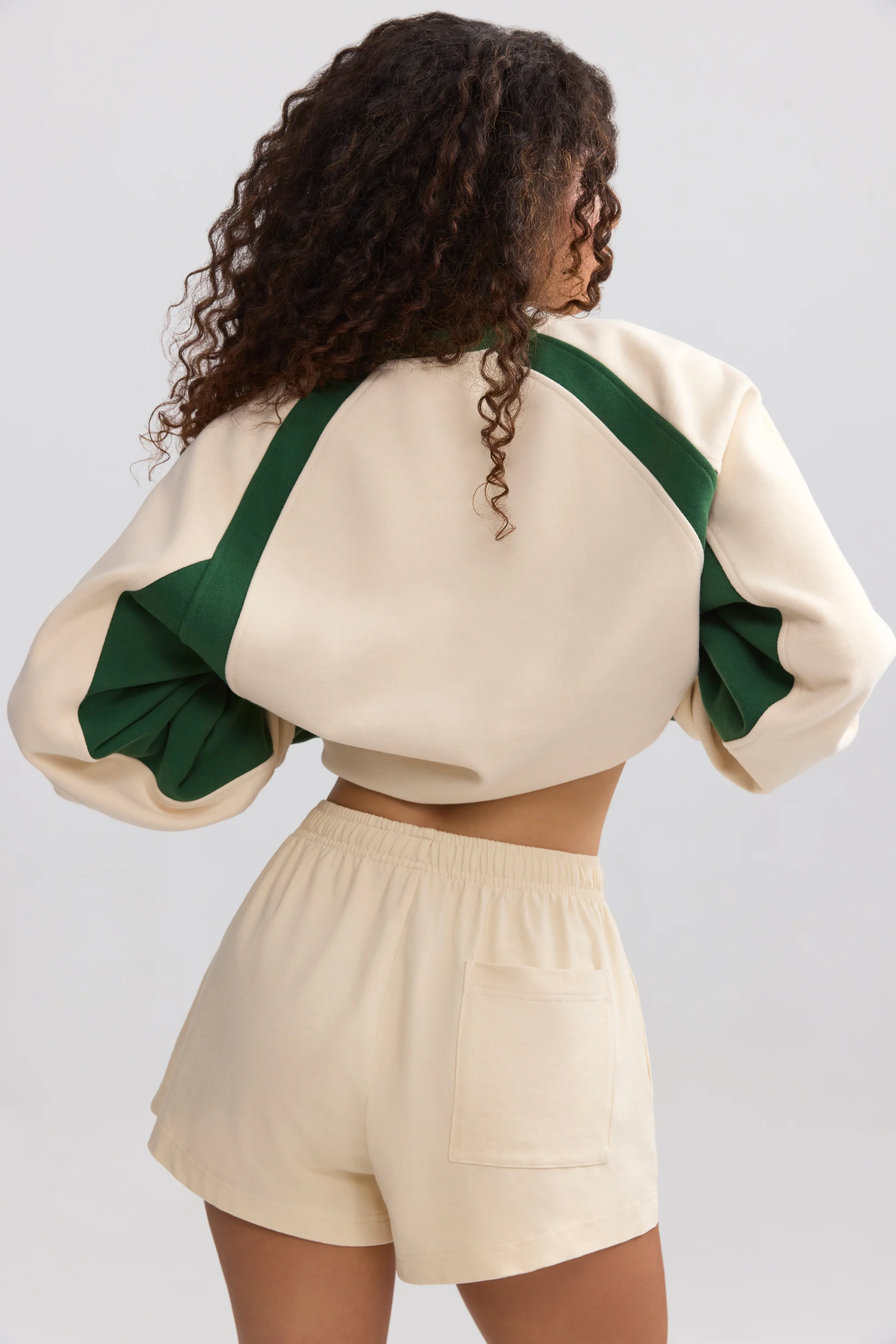 Soft Cotton Jersey Elasticated Mini Shorts in Marble - Image 3
