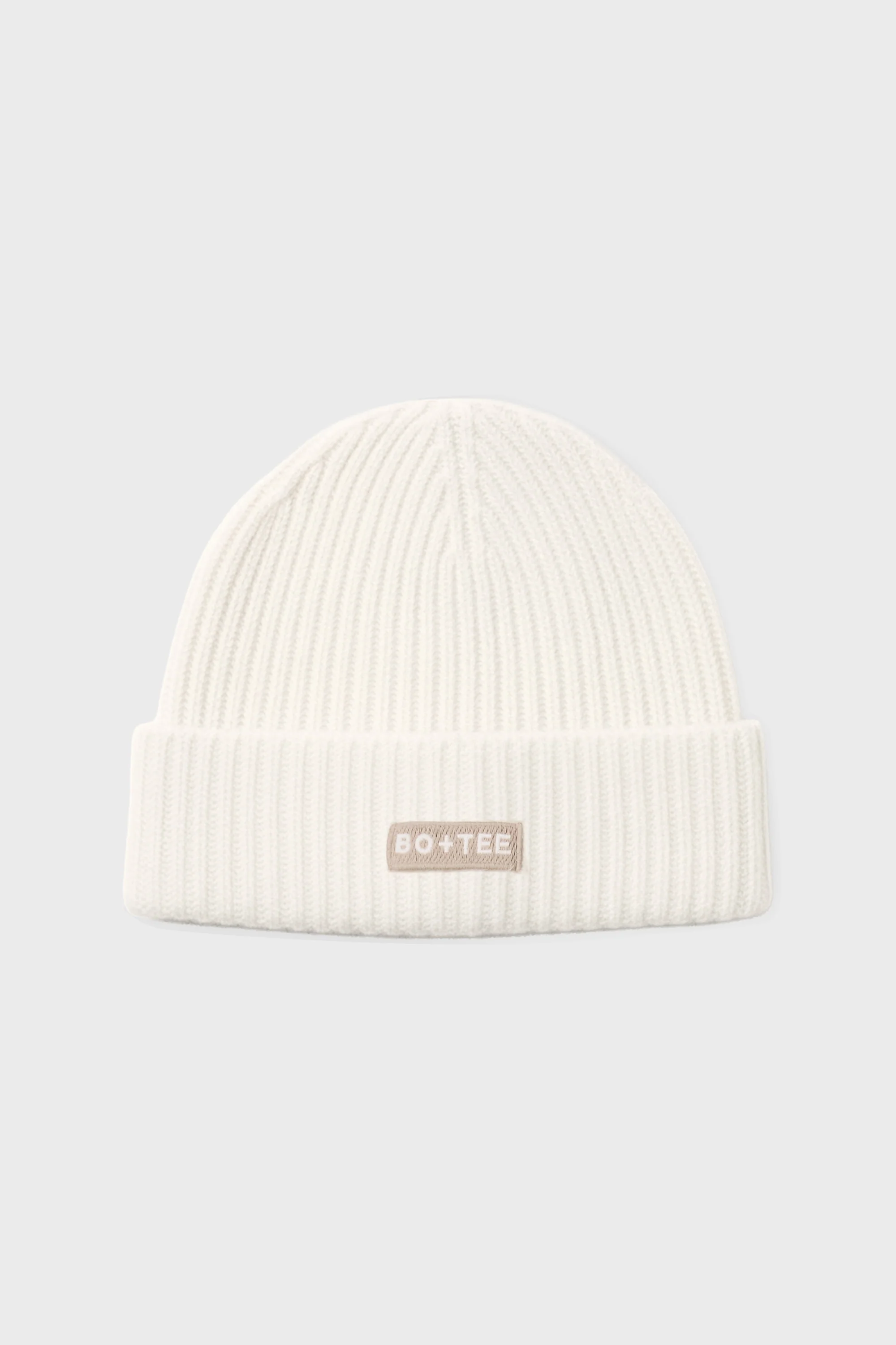 Ribbed Knit Beanie Hat in Ivory