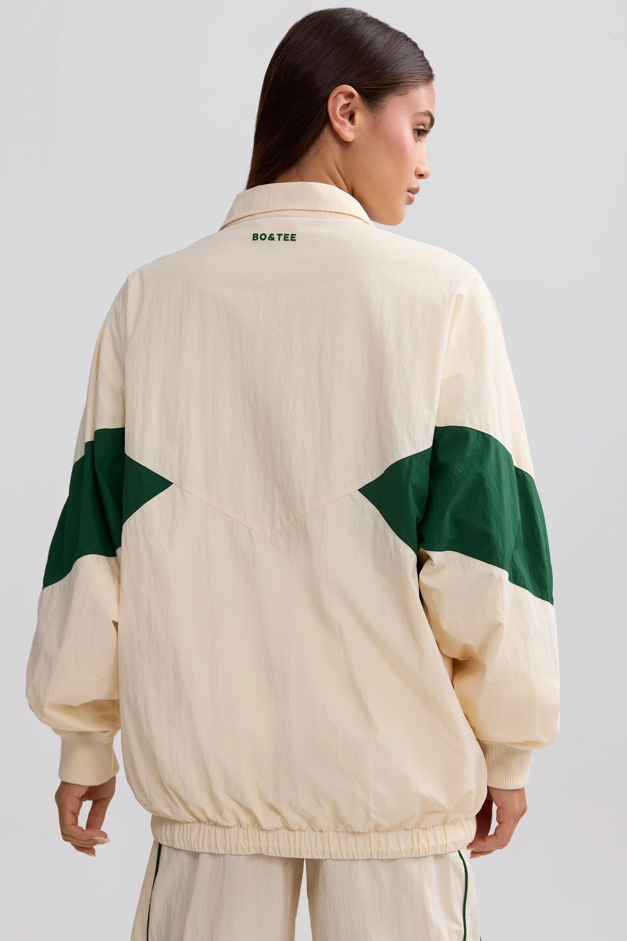 Oversized Colourblock Track Jacket in Marble - Image 3