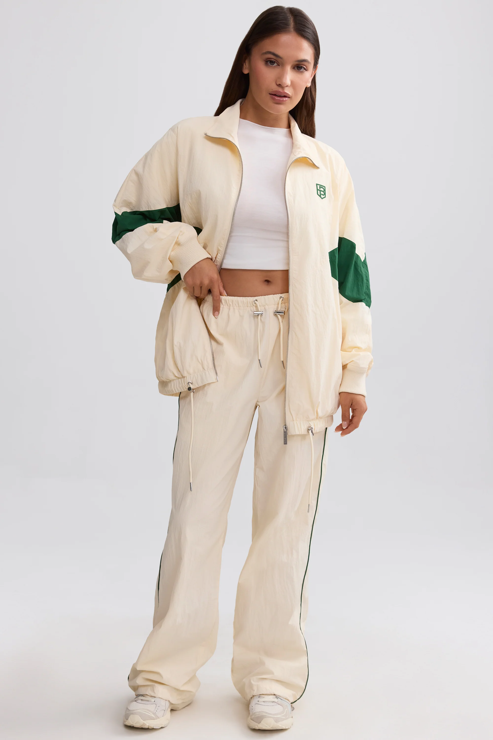 Oversized Colourblock Track Jacket in Marble - Image 5