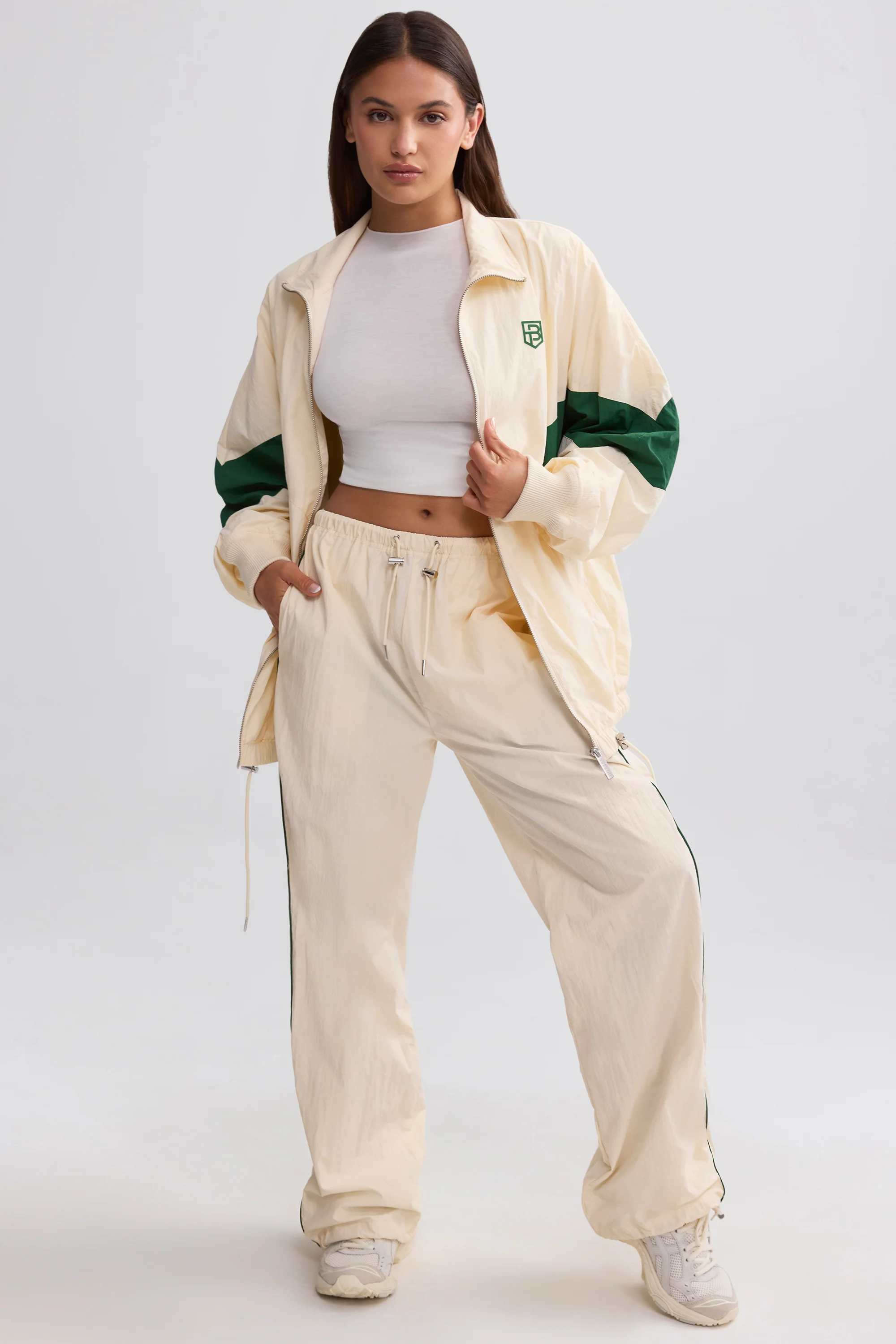Oversized Colourblock Track Jacket in Marble - Image 6