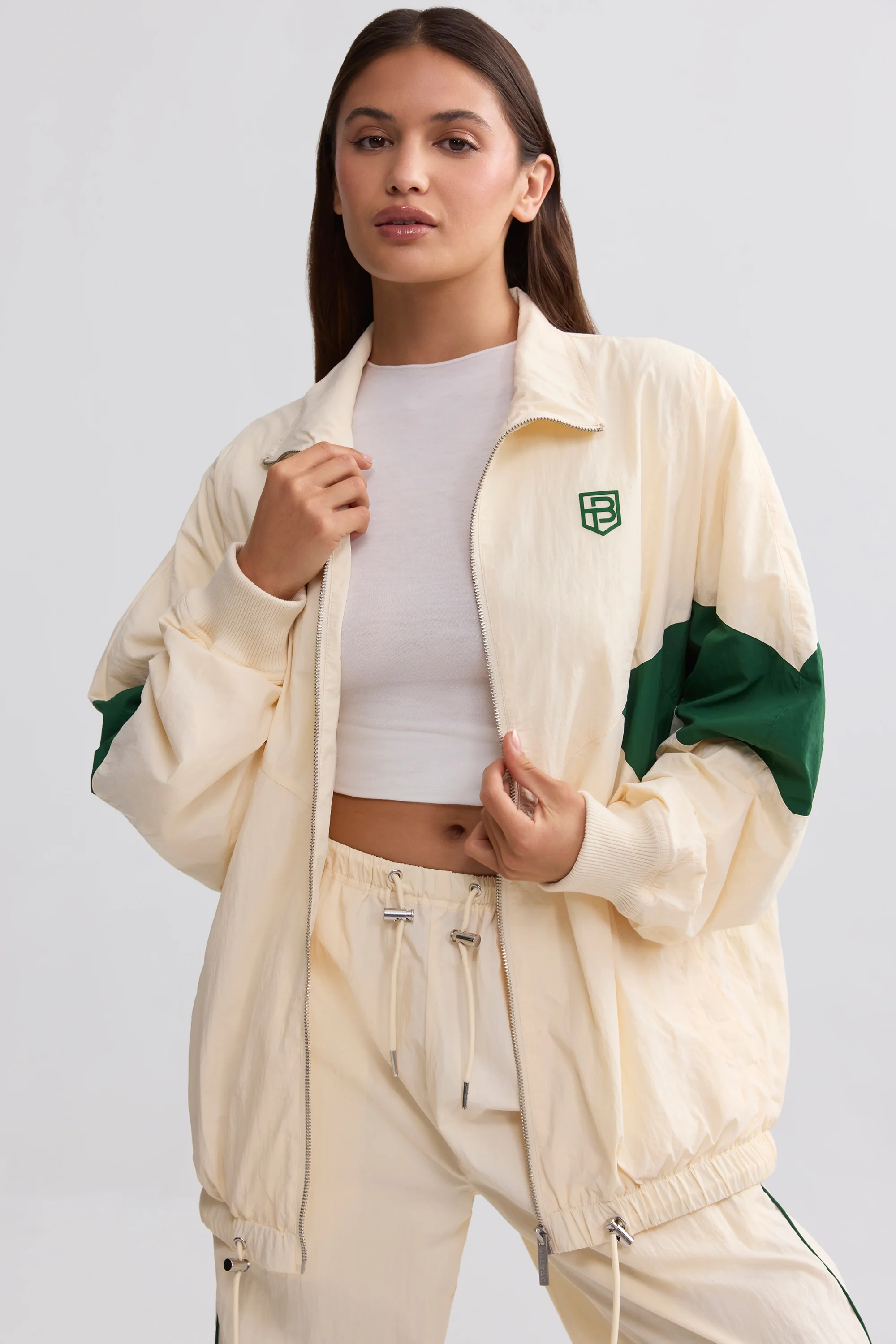 Oversized Colourblock Track Jacket in Marble - Image 7