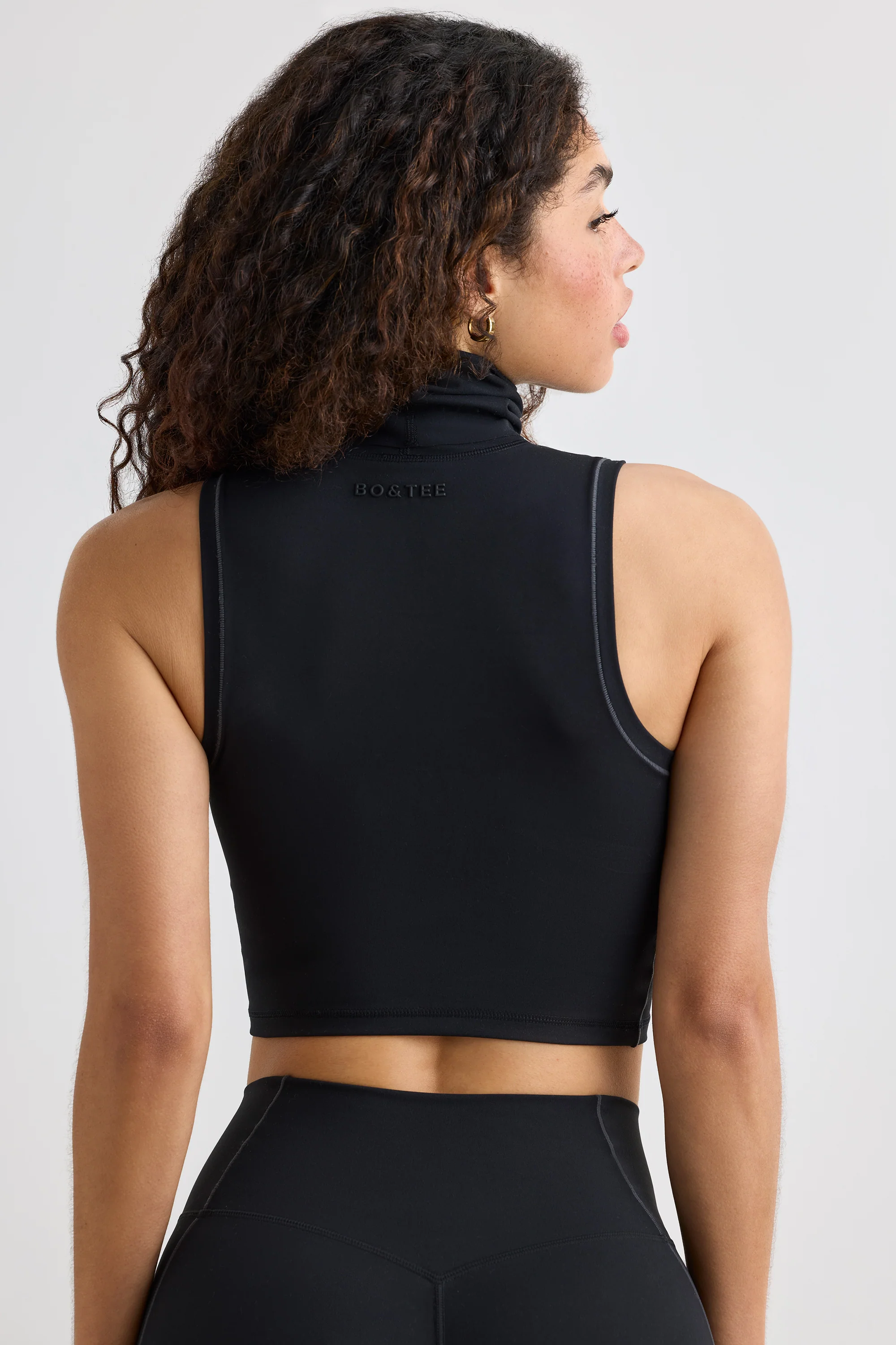 Soft Active Turtleneck Tank Top in Black - Image 3