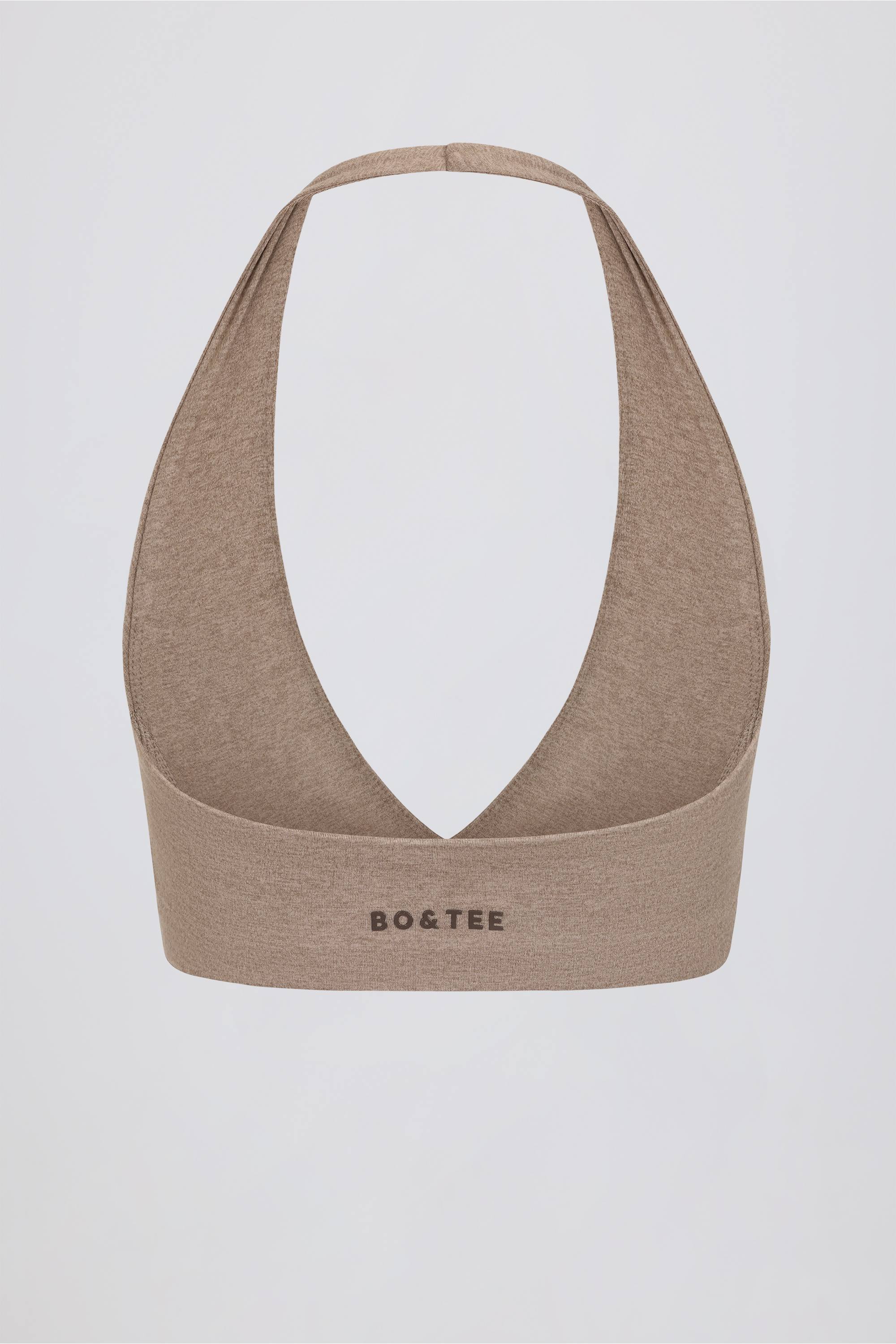 Brushed Jersey V-Neck Sports Bra in Mocha Marl - Image 6